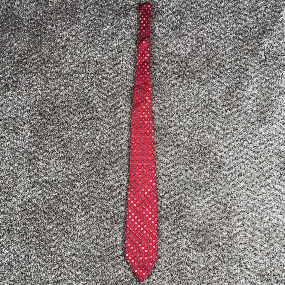 Vintage Polo Ralph Lauren Silk Tie Red Geometric Medallion Handmade USA